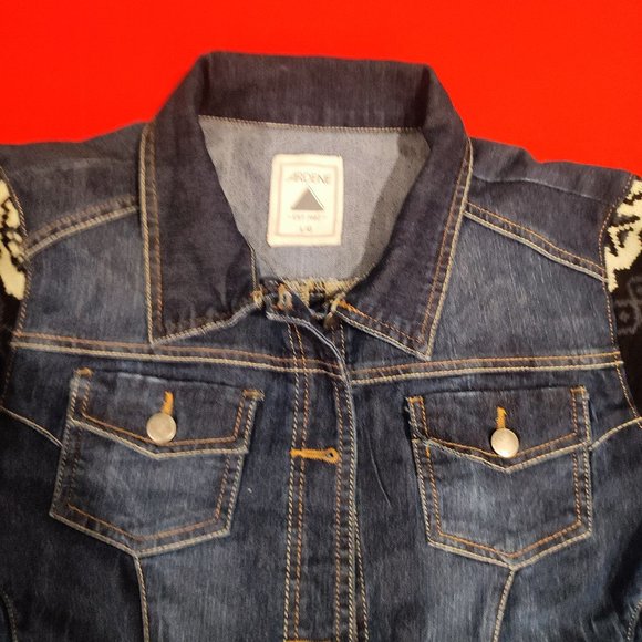 Ardene denim jeans jacket with knit sleeve women's size L - Picture 2 of 6